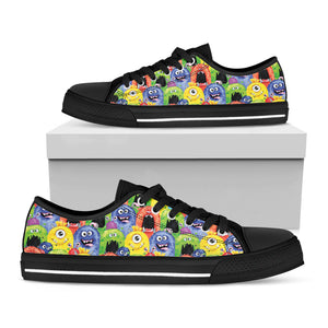 Watercolor Monster Pattern Print Black Low Top Sneakers