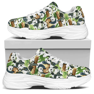 Watercolor Panda Bear Pattern Print White Chunky Shoes