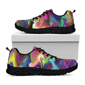 Watercolor Psychedelic Print Black Running Shoes