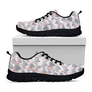 Watercolor Rat Pattern Print Black Running Shoes