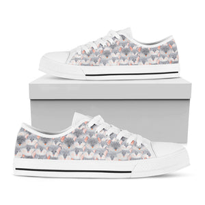 Watercolor Rat Pattern Print White Low Top Sneakers