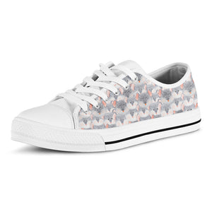 Watercolor Rat Pattern Print White Low Top Sneakers