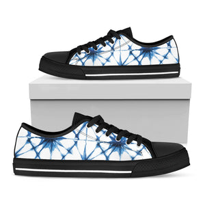 Watercolor Shibori Pattern Print Black Low Top Sneakers