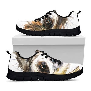 Watercolor Sloth Print Black Running Shoes