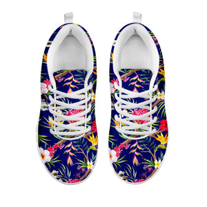 Watercolor Tropical Flower Pattern Print White Running Shoes
