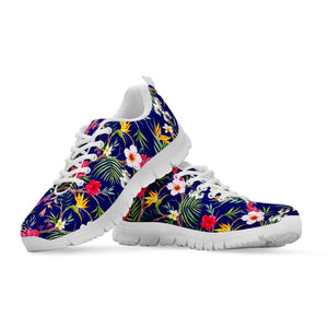 Watercolor Tropical Flower Pattern Print White Running Shoes
