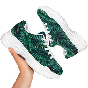 Watercolor Tropical Leaf Pattern Print White Chunky Shoes