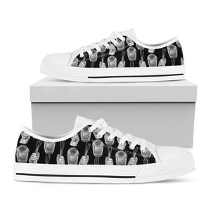 Watercolor Welder Pattern Print White Low Top Sneakers