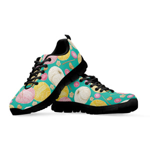Watercolor Yarn Pattern Print Black Running Shoes