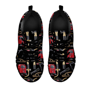 Welding Machine Pattern Print Black Running Shoes
