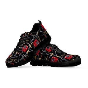 Welding Machine Pattern Print Black Running Shoes