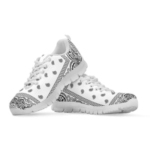 White And Black Paisley Bandana Print White Running Shoes