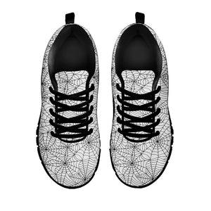 White And Black Spider Web Pattern Print Black Running Shoes