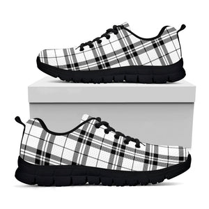 White And Black Tartan Pattern Print Black Running Shoes