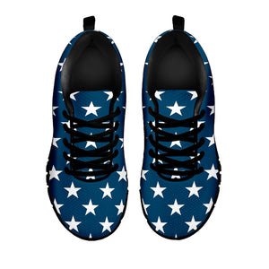 White And Blue USA Star Pattern Print Black Running Shoes