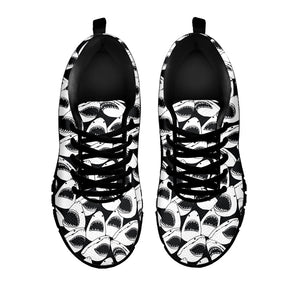 White And Grey Shark Pattern Print Black Running Shoes