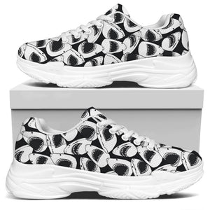White And Grey Shark Pattern Print White Chunky Shoes