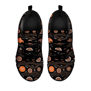 White And Orange Aboriginal Dot Print Black Running Shoes