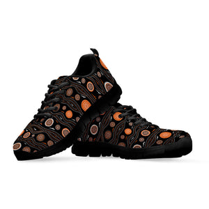 White And Orange Aboriginal Dot Print Black Running Shoes