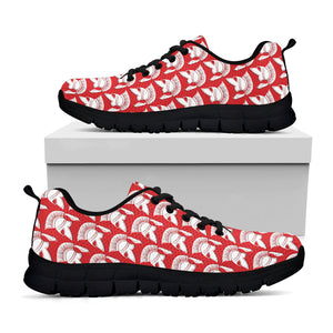 White And Red Spartan Pattern Print Black Running Shoes