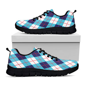 White Blue And Red Argyle Pattern Print Black Running Shoes