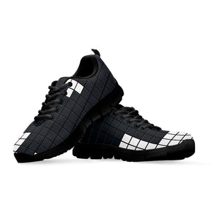 White Brick Puzzle Video Game Print Black Running Shoes