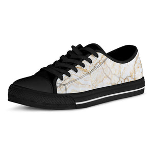 White Brown Grunge Marble Print Black Low Top Sneakers