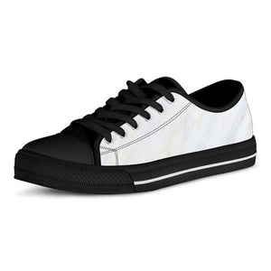 White Brown Smooth Marble Print Black Low Top Sneakers