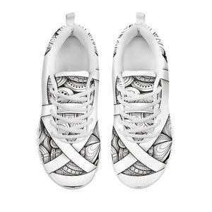 White Celtic Trinity Knot Symbol Print White Running Shoes