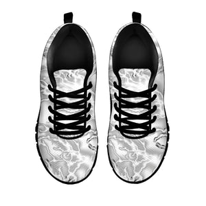 White Electric Lightning Print Black Running Shoes