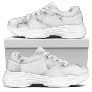 White Grey Smoke Marble Print White Chunky Shoes