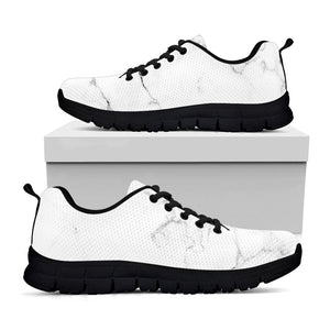 White Grunge Marble Print Black Running Shoes