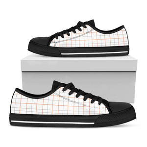 White Halloween Tattersall Pattern Print Black Low Top Sneakers