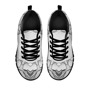 White Kaleidoscope Print Black Running Shoes
