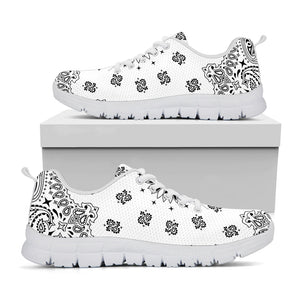White Paisley Bandana Print White Running Shoes