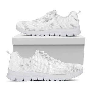 White Smoke Marble Print White Running Shoes