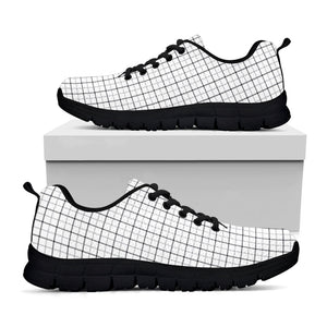 White Tattersall Pattern Print Black Running Shoes