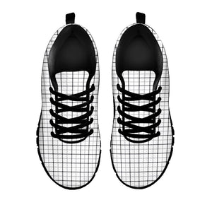 White Tattersall Pattern Print Black Running Shoes