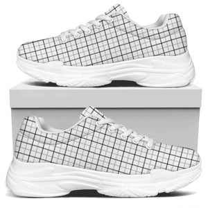 White Tattersall Pattern Print White Chunky Shoes