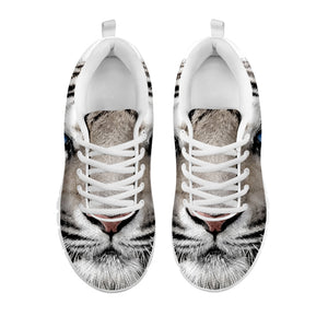 White Tiger Portrait Print White Running Shoes