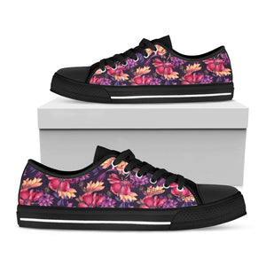 Wild Flower Print Black Low Top Sneakers