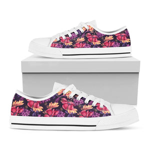 Wild Flower Print White Low Top Sneakers
