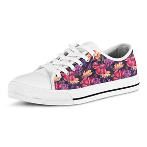 Wild Flower Print White Low Top Sneakers