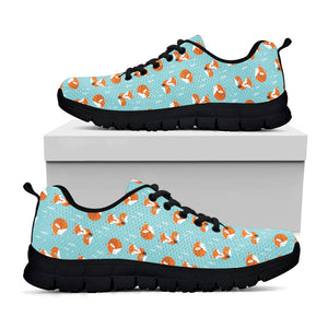 Winter Fox Pattern Print Black Running Shoes