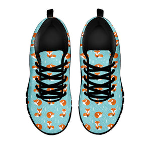 Winter Fox Pattern Print Black Running Shoes