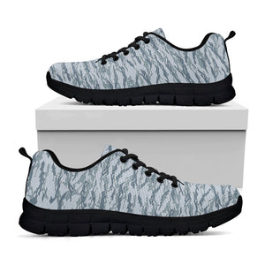 Winter Tiger Stripe Camo Pattern Print Black Running Shoes
