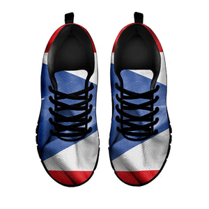 Wrinkled Puerto Rican Flag Print Black Running Shoes
