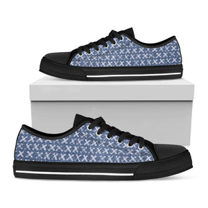 X Cross Denim Jeans Pattern Print Black Low Top Sneakers