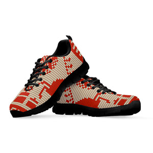 Xmas Deer Knitted Print Black Running Shoes