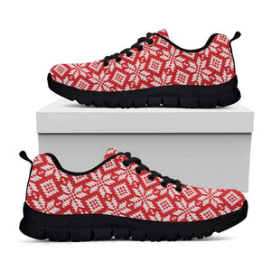 Xmas Nordic Knitted Pattern Print Black Running Shoes